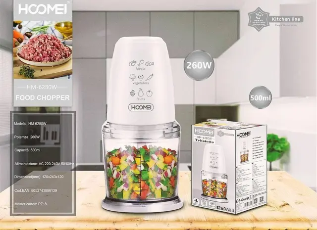 Πολυκόπτης Multi 260W με Δοχείο 500ml Hoomei HM-6280W Λευκό 2