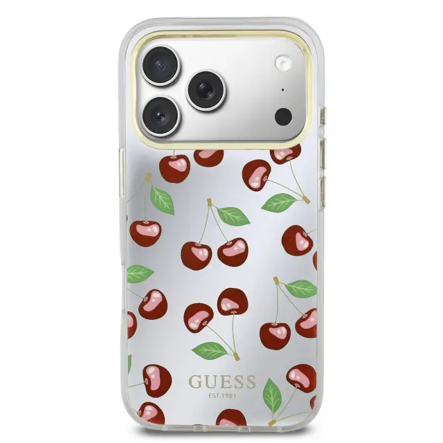 Guess PC/TPU Mirror Glitter Cherry MagSafe Case for iPhone 17 Pro 3