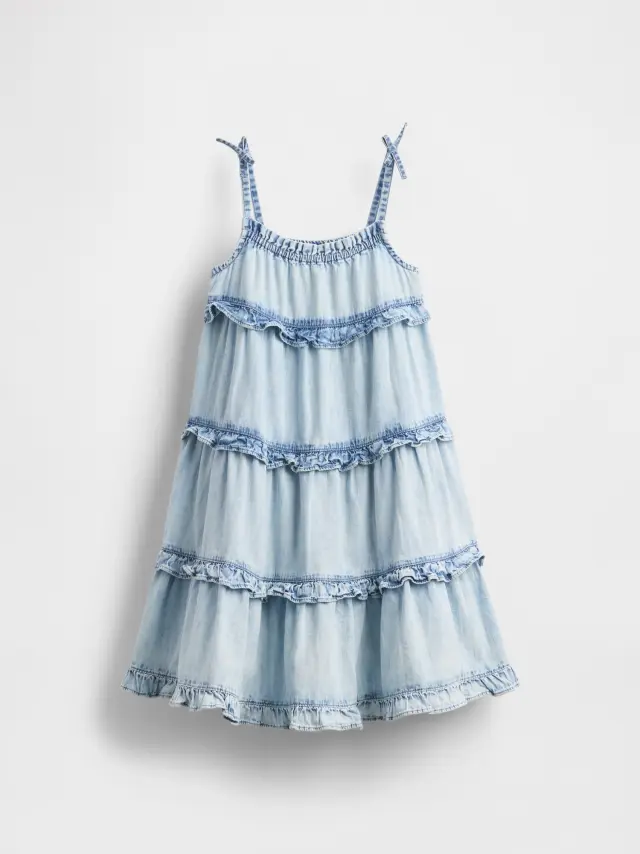 Βρεφικό & Νηπιακό Ruffle Tiered Τζιν Φόρεμα Light wash - 2YRS