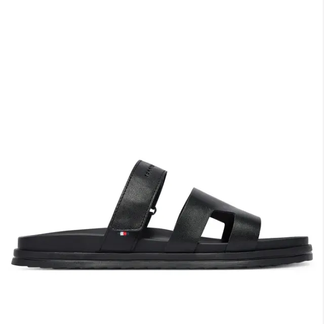 Ανδρικές Δερμάτινες Παντόφλες Tommy Hilfiger FM0FM05773-BDS Μαύρες Μαύρο - 43