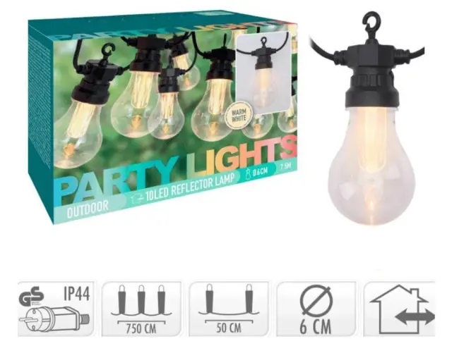 Διακοσμητικός Φωτισμός 10 LED , 7.5 Μέτρα - Θερμό Λευκό AXC100200 2