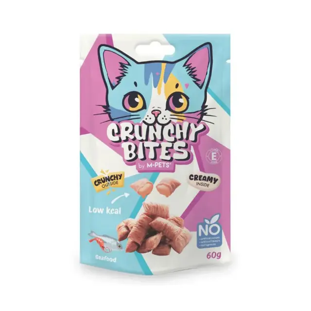 M-PETS Crunchy Bites Seafood 60gr Τραγανές Λιχουδιές Γάτας με Θαλασσινά