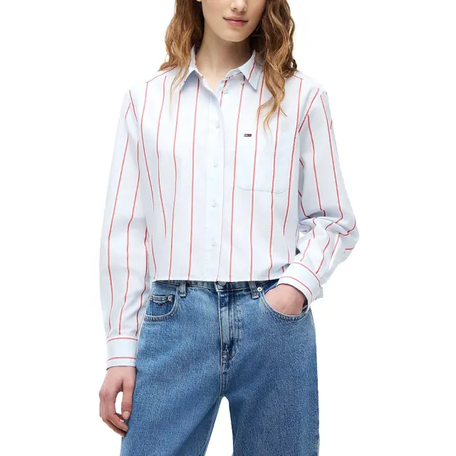 TommyHilfiger γυναικείο ριγέ crop πουκάμισο DW0DW22943-1