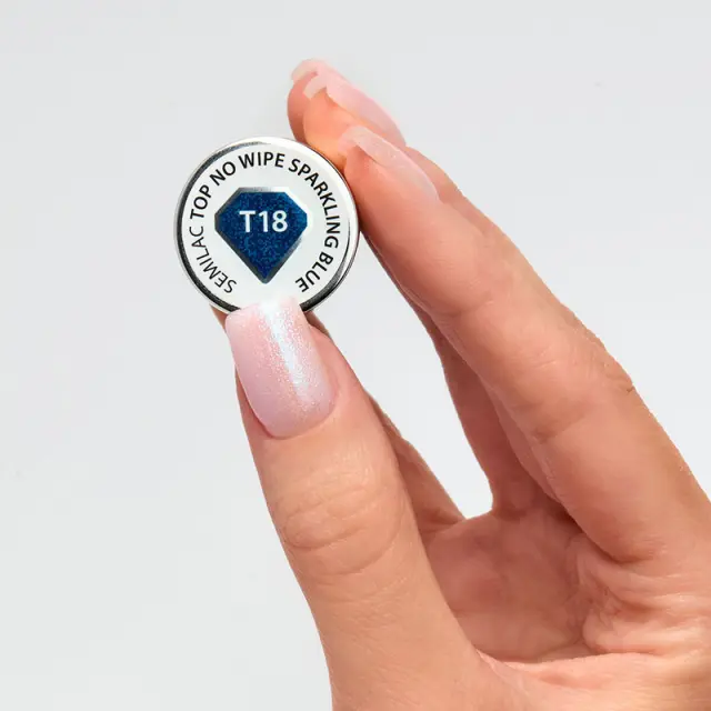 Semilac Top No Wipe Sparkling Blue T18 7ml 2