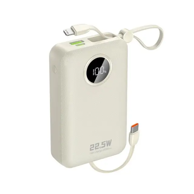 Dudao PowerBank K14+ 20000mAh 22.5W USB-C / USB-A / Built-in Lightning & USB-C Cables White