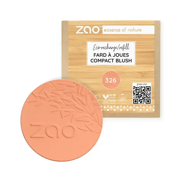 Zao Organic Compact Blush Refill– Βιολογικό compact ρουζ με φυσικό, φωτεινό αποτέλεσμα (Ανταλλακτικό) - Zao 326 Natural Radiance