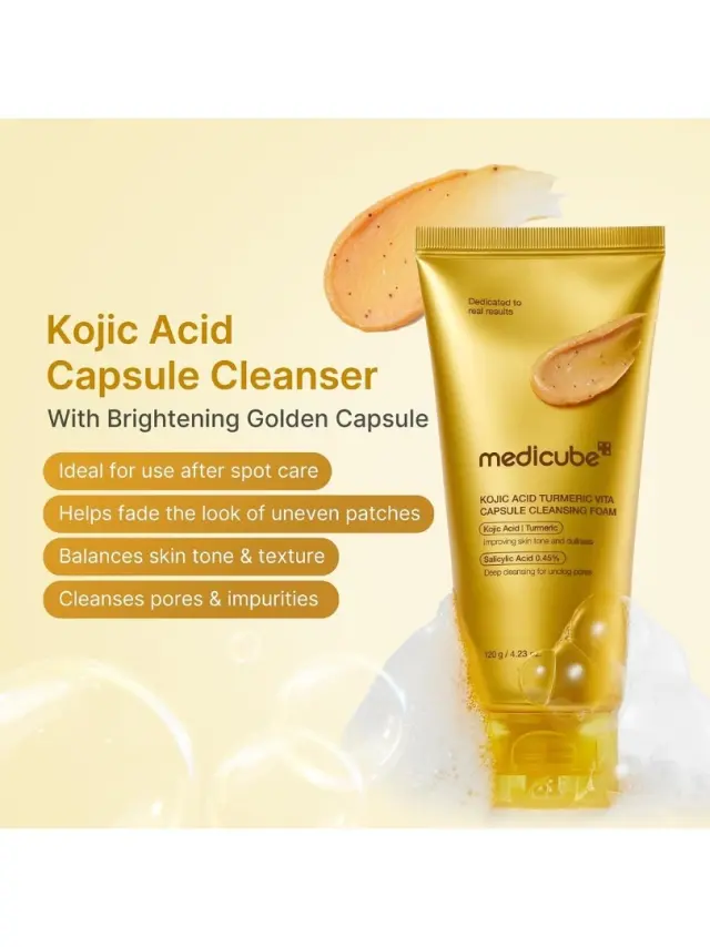 Medicube Kojic Acid Turmeric Vita Capsule Cleansing Foam 120g - Αφρώδες Καθαριστικό για Λάμψη & Ομοιόμορφο Τόνο 2