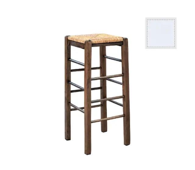 Σκαμπώ Bar ΤΑΒΕΡΝΑΣ Ξύλο/Ψάθα Άσπρο 35x35x80cm