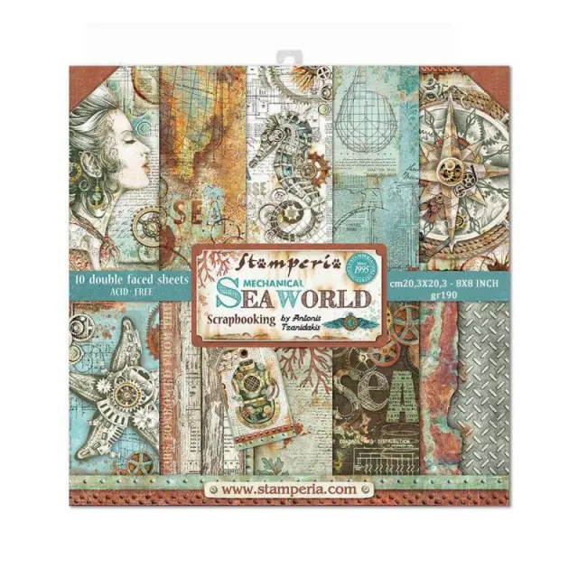 Σετ 10 Χαρτιά Scrapbooking Stamperia Διπλής Όψης - Sea World - 20.3x20.3cm