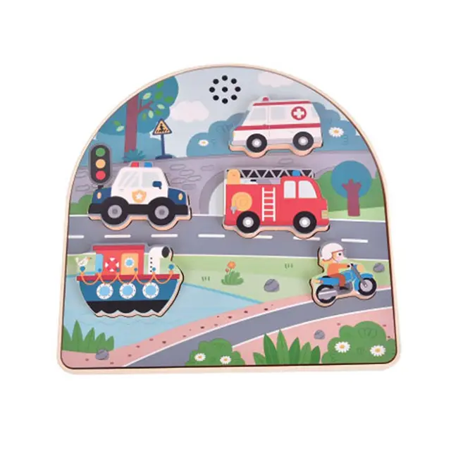 Luna Ξύλινο Puzzle Οχήματα με Ήχο (000623050)