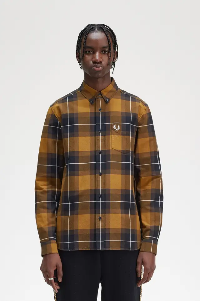 Fred Perry Ανδρικό Πουκάμισο Καρό Tartan Shirt Καφέ Brown