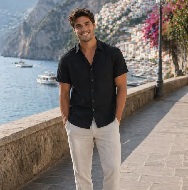 Λινό Πουκάμισο Noshame® Μαύρο - 382606 - XXL