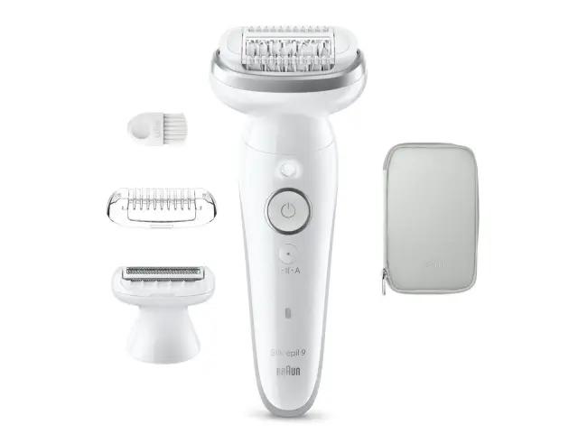 Αποτριχωτική Μηχανή Epilator Braun Silk Epil 9 Wet&Dry SES9-030 με 2 ταχύτητες και 3 εξαρτήματα - SilverSES9-030