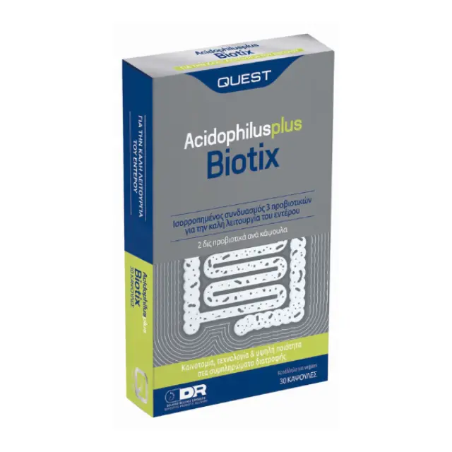 QUEST Acidophilus Plus Biotix Προβιοτικά για την Ομαλή Λειτουργία του Εντέρου 30 κάψουλες
