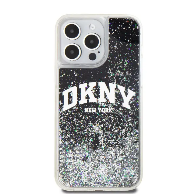 DKNY Liquid Glitter Arch Logo Case for iPhone 14 Pro Max Black 2