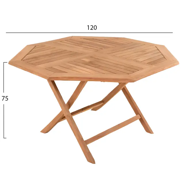 ΤΡΑΠΕΖΙ ΠΟΛΥΓΩΝΟ ΠΤΥΣΣΟΜΕΝΟ FB96618 ΞΥΛΟ TEAK ΣΕ ΦΥΣΙΚΟ ΧΡΩΜΑ 120x120x75Yεκ. 2