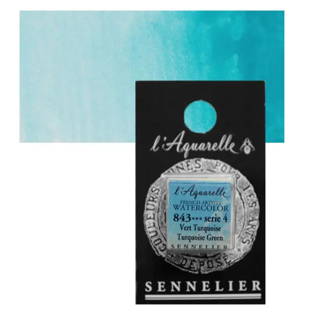Χρώμα Ακουαρέλας Sennelier l Aquarelle Half Pan - 843 Turquoise Green