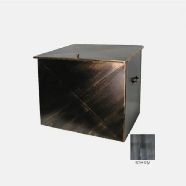 Μεταλλικό Κουτί Αποθήκευσης Ξύλων 63x54x44cm Πατίνα-Ασημί / 103PS 2