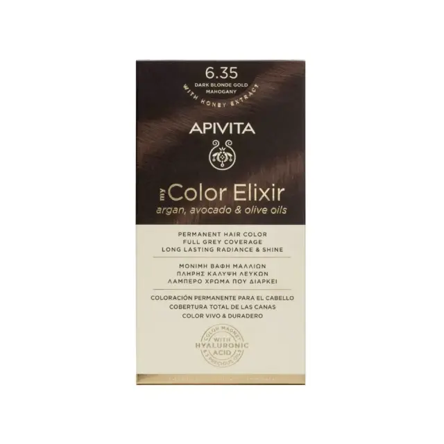Apivita My Color Elixir 6.35 Μόνιμη Βαφή Μαλλιών Ξανθό Σκούρο Μελί Μαονί, 50ml