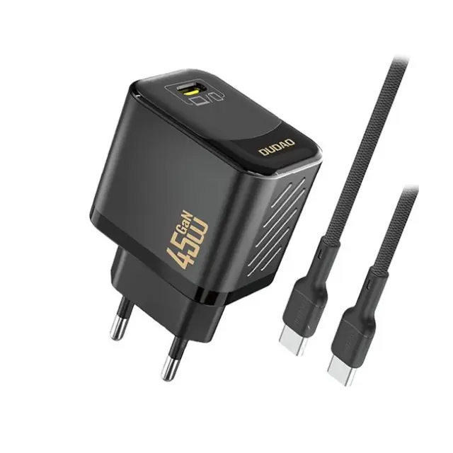 Dudao Φορτιστής A28C 45W GaN with USB-C Cable Black