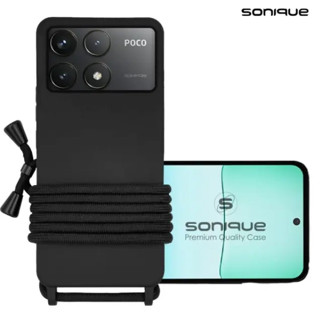 Θήκη Σιλικόνης με Κορδόνι CarryHang Sonique Xiaomi Poco F6 Pro 5G Μαύρο