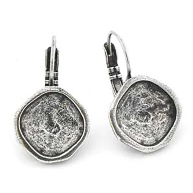 Σκουλαρίκι 22mm με Καστόνι για Swarovski 4470 12mm - Antique Silver - 2τεμ