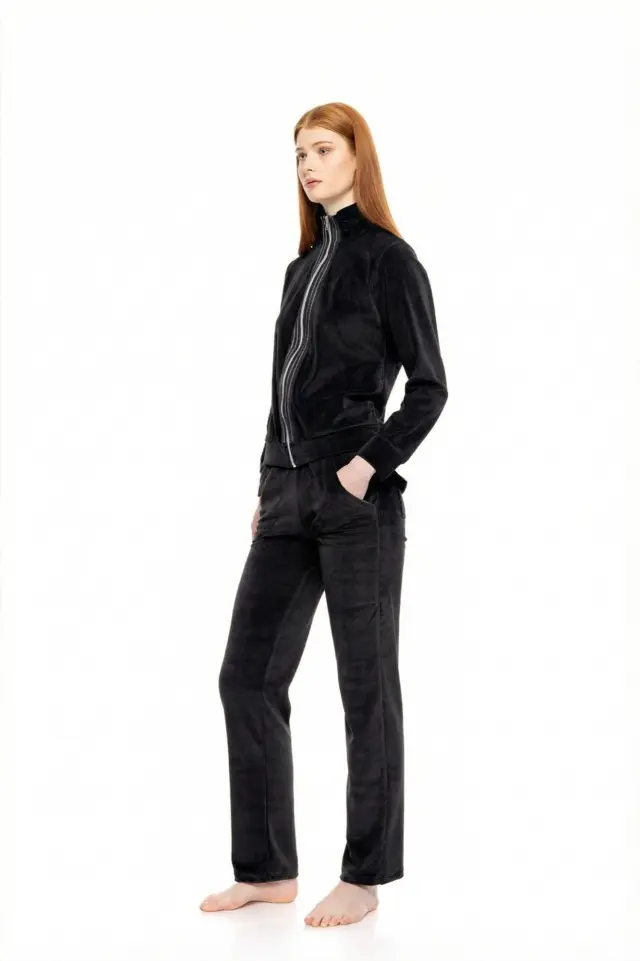 W1862 - Black - TRUCKSUIT VELVET GOLD DETAIL - S