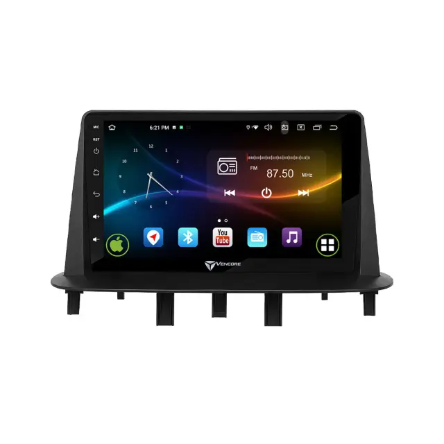 VenCore Οθόνη Multimedia Android 15 9" 9109A MTK6762 Octa-Core 2GB/32GB IPS με Πρόσοψη, CarPlay, Android Auto και Υποστήριξη Κάμερας Οπισθοπορείας AHD για Renault Megane 3 2009-2013 – Μαύρη (3236-10007-0718B) 2