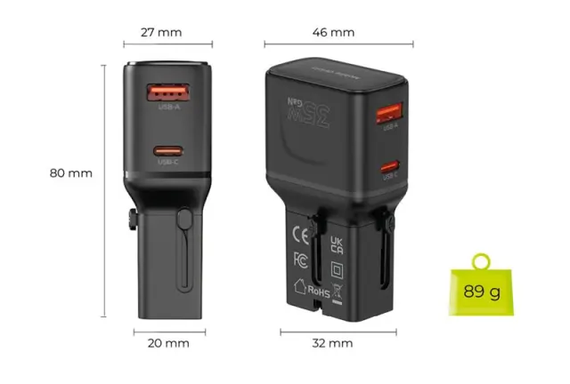 Mobile Origin 35W Travel Adapter, EU/US/UK/AU PW25, black 2