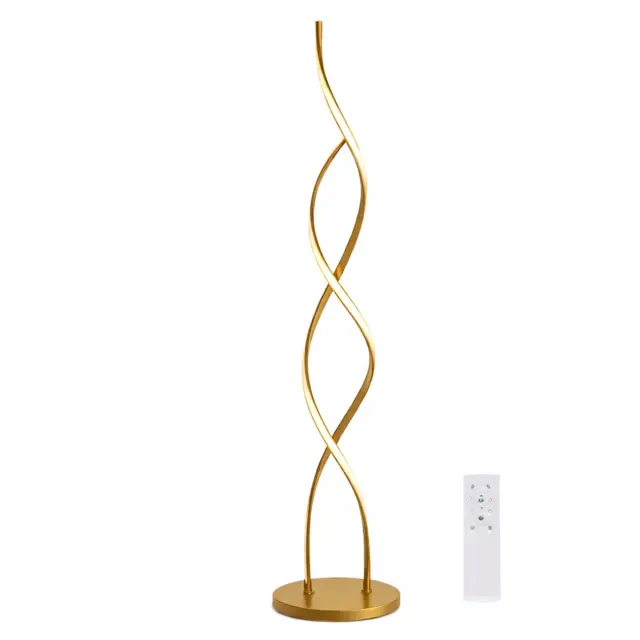 VenCore Helix Gold - Μοντέρνο Επιδαπέδιο Φωτιστικό LED 20W Χρυσό Αλουμίνιο - Ρυθμιζόμενο CCT Λευκό - Ημέρας - Θερμό & Χειριστήριο - Φ25 x Υ105cm (6091-20025)