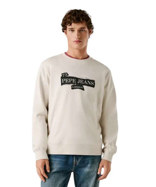 Pepe Jeans - Ανδρική Μακρυμάνικη Μπλούζα Φούτερ Gus Crew PM5800066-804 Εκρού