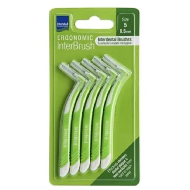 Intermed Ergonomic Interbrush Μεσοδόντια Βουρτσάκια Πράσινο Size 5 - 0.8mm, 5τεμ