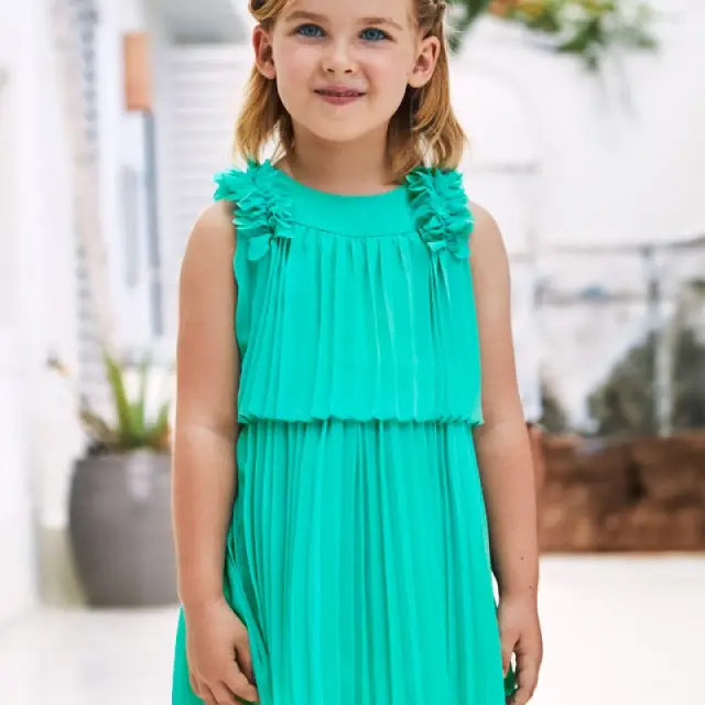 Baby 6 μηνών έως 4 ετών Φόρεμα πιέτες πέτρολ - 3Ε