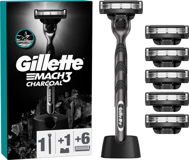 Gillette Mach 3 Charcoal Ξυραφάκι Σώματος με Ανταλλακτικές Κεφαλές 3 Λεπίδων & Λιπαντική Ταινία 6τμχ