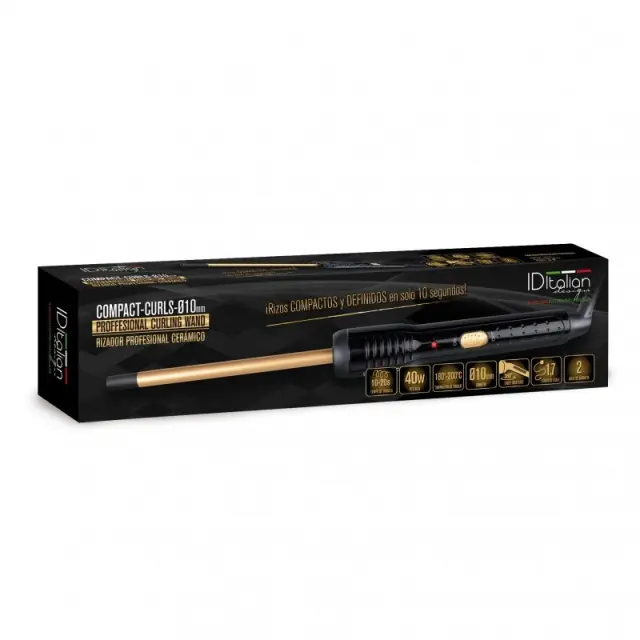 ID Italian Compact Curls 10mm Professional Curling Wand - (Συμπαγείς και καθορισμένες μπούκλες σε μόλις 10 δευτερόλεπτα) 2