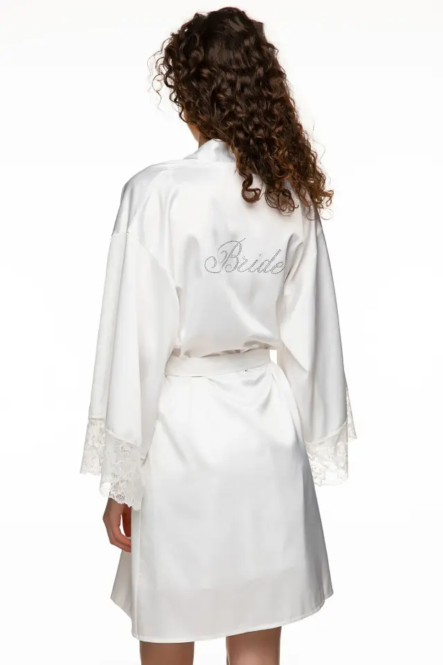 Miss Rosy Σατέν Νυφική Ρόμπα "Bride" Στρας