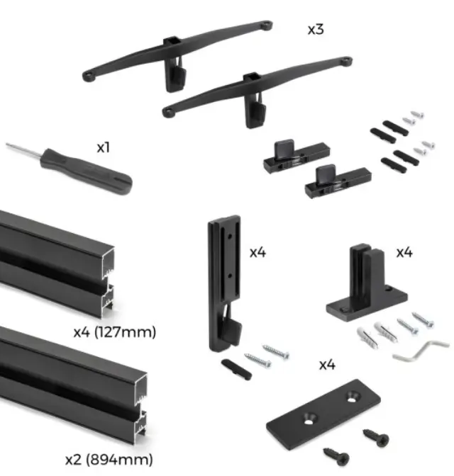 KIT ΑΡΘΡΩΤΩΝ ΠΛΑΙΣΙΩΝ ΡΑΦΙΕΡΑΣ ΓΙΑ 3 ΡΑΦΙΑ ΜΕ ΣΤΗΡΙΞΗ ΜΟΝΟ ΣΤΟ ΤΟΙΧΟ (ΧΩΡΙΣ ΤΑ ΞΥΛΙΝΑ ΣΤΟΙΧΕΙΑ) EMUCA ZERO 7021854 ΜΑΥΡΟ ΜΑΤ 3