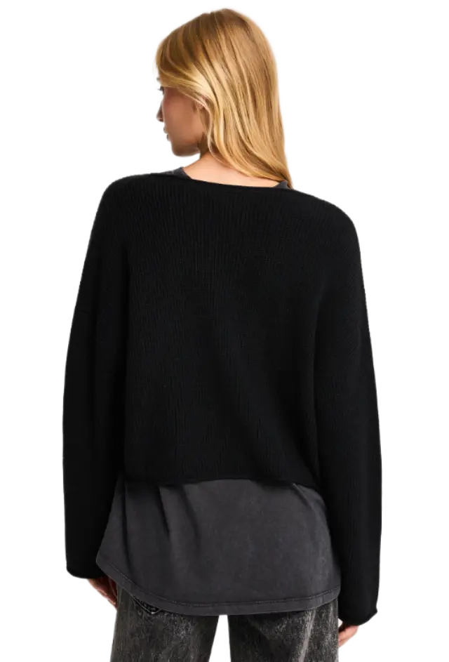FunkyBuddha γυναικεία oversized cropped πλεκτή μπλούζα με μαλλί FBL014-115-09-1 2