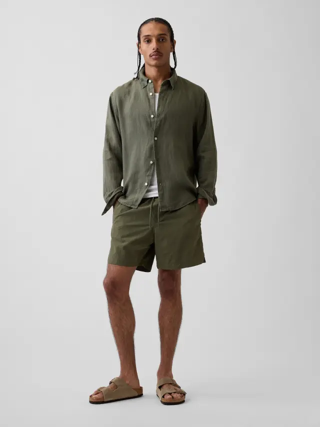 Ανδρικό Μαγιό Χαλαρής Γραμμής 6" Surplus green