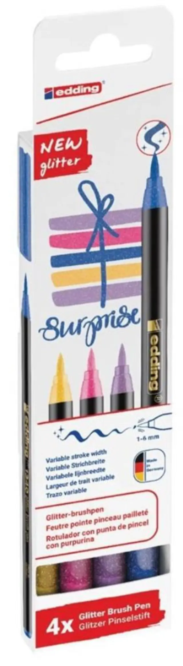 Edding Μαρκαδόροι Πινέλο Σετ 4 Χρώματα Glitter/ 01.1340/4SGLITTER (Edding)