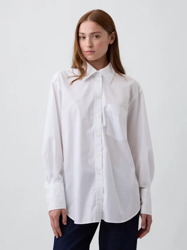 Γυναικείο Πουκάμισο Big Shirt από Ποπλίνα OPTIC WHITE V6