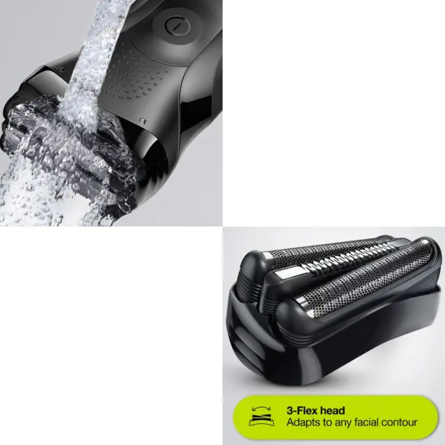 Επαναφορτιζόμενη Ξυριστική Μηχανή Braun Series 3 Shave&Style 300BT/BLK με αυτονομία μπαταρίας 30 λεπτά, 6 εξαρτήματα, 100% αδιάβροχη300BT/BLK 2