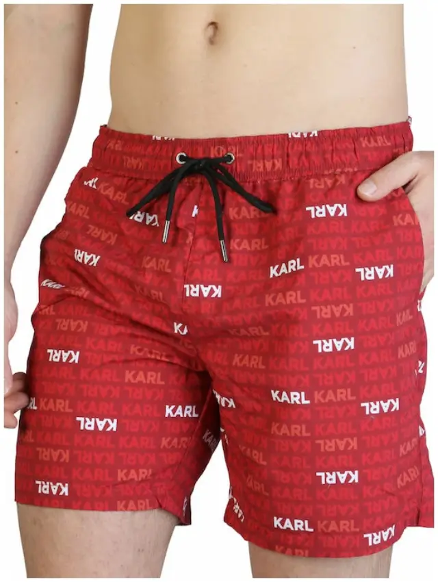 Karl Lagerfeld - Ανδρικό Μαγιό Σορτς με Σχέδια KL21MBM06-RED Κόκκινο - S 3