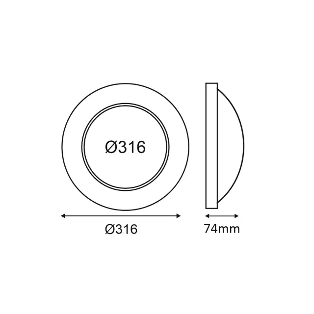 LED ΠΛΑΦΟΝ. CORDIN ΕΝΑΛΛΑΓΗΣ 16W 1920lm/14W 1680lm/8W 1000lm 220-240V 5CCT 120° IP65 Φ316x74mm ΜΑΥΡΟ / COD1468CCTB