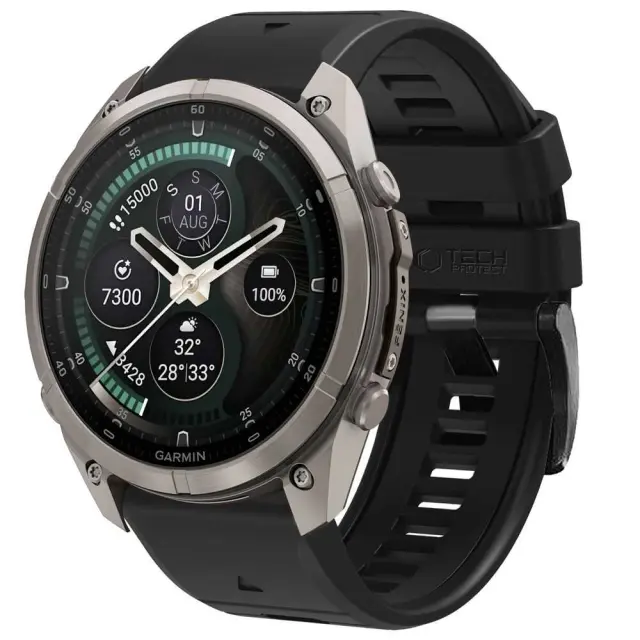 Tech-protect Silicone Garmin Fenix 5 / 6 / 6 Pro / 7 / 8 / 8 Pro / E / 9 / 9 Pro (51 Mm) Obsidian Black