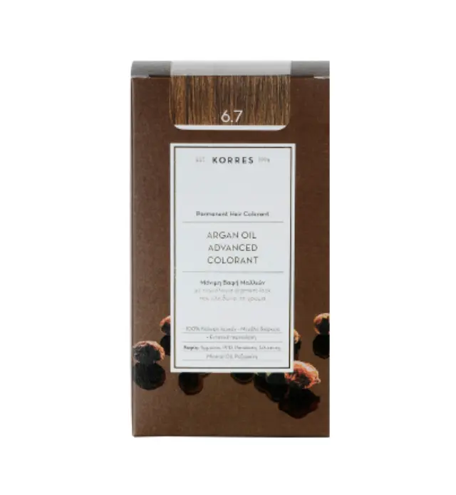 Korres Argan Oil Advanced Colorant Μόνιμη Βαφή Μαλλιών 6.7 Κακάο, 50ml