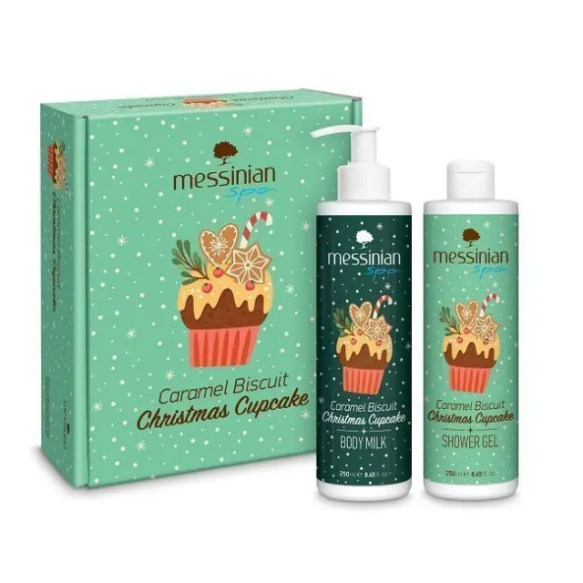 Messinian Spa Promo Caramel-Biscuit Xmas Cupcake Box 4 - Shower Gel Αφρόλουτρο 250ml & Body Milk Γαλάκτωμα Σώματος 250ml