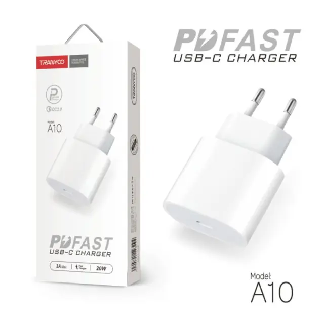 Tranyoo αντάπτορας φορτιστής χωρίς καλώδιο USB-C 20W 3A A10 - Fast charger 690021