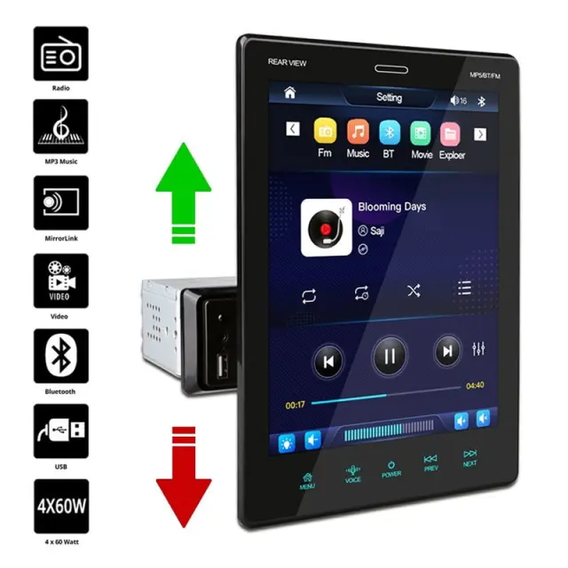 Ηχοσύστημα Αυτοκινήτου Universal 1DIN (Bluetooth/USB) με Οθόνη Αφής 9.5" - Car MP5 Player Vertical Screen Universal 014374