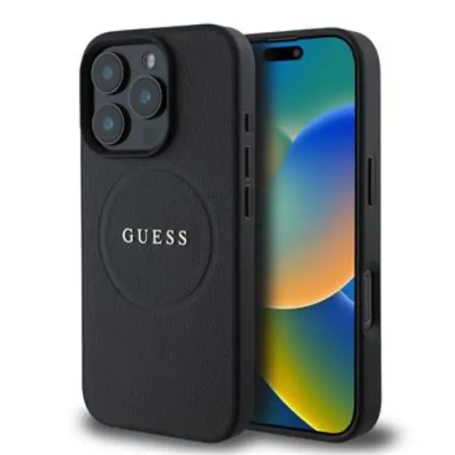 Guess PU Grained Classic Logo MagSafe Case for iPhone 16 Pro Black